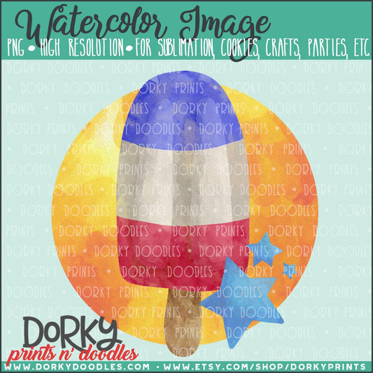 Red, White, and Blue Popsicle Watercolor PNG