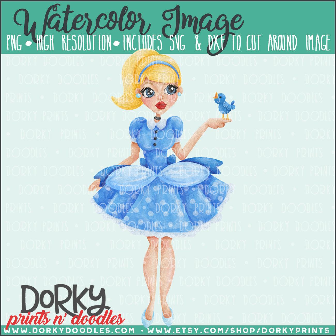 Retro Cinderella Watercolor PNG