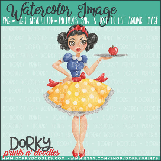 Retro Snow White Watercolor PNG
