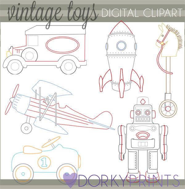 Retro Toys Vintage Clipart