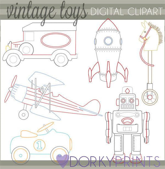 Retro Toys Vintage Clipart