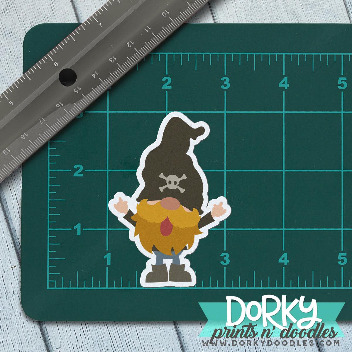 Rocker Gnome Large Waterproof Sticker - Dorky Doodles
