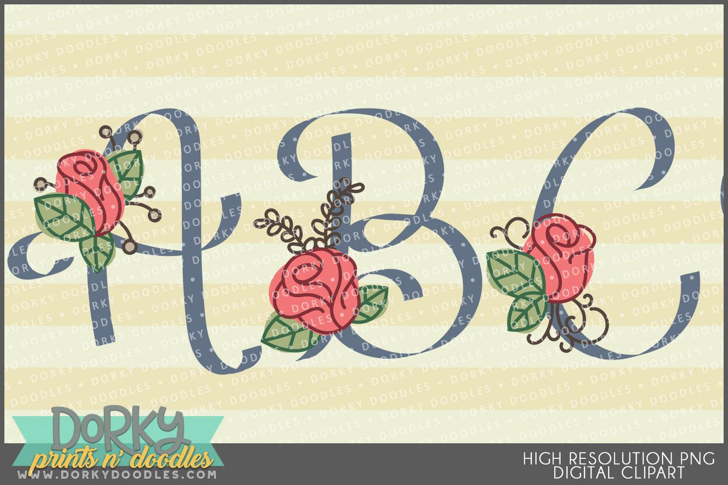 Rosebud Alphabet Clipart