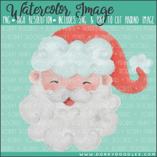 Santa Face Watercolor PNG