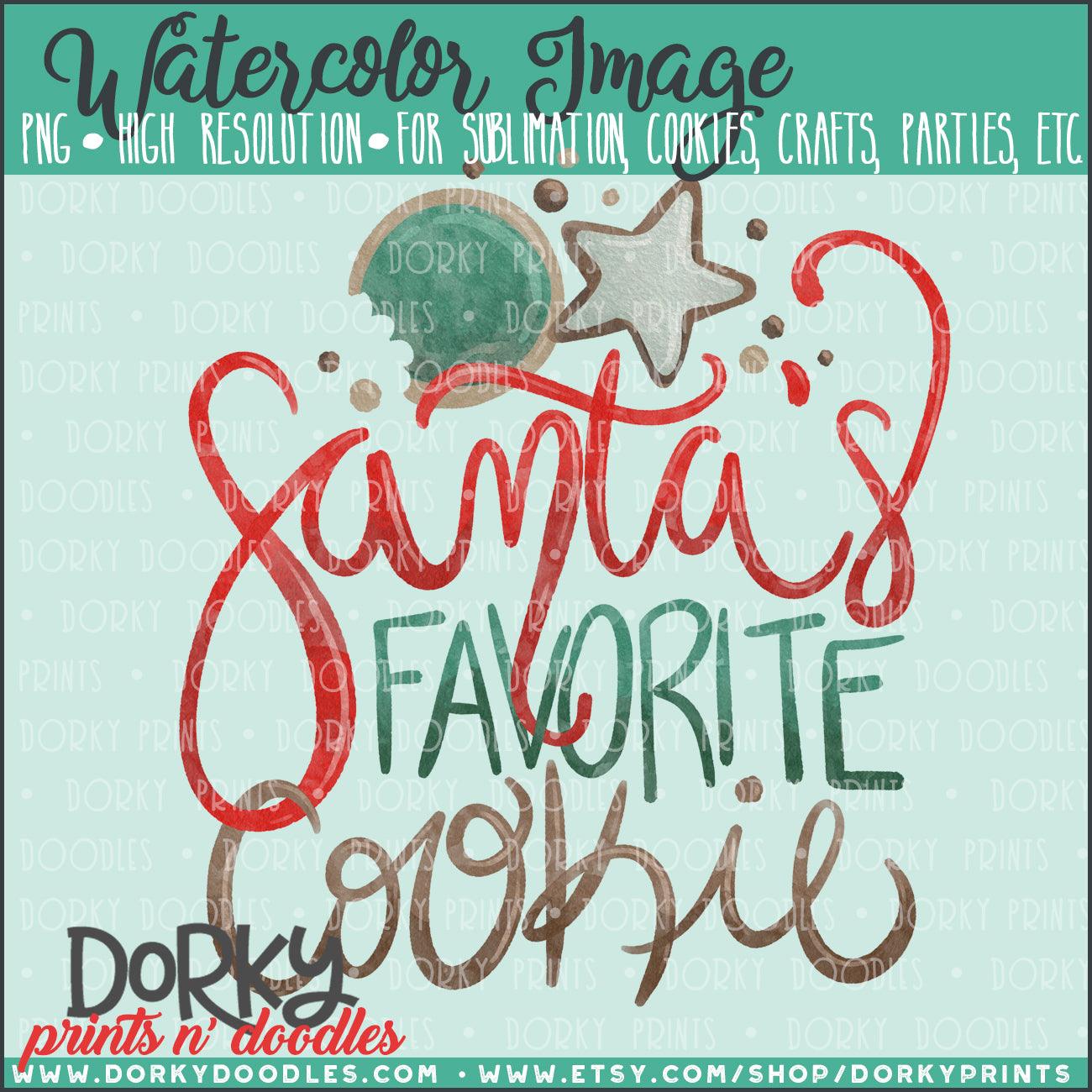 Santa's Favorite Cookie Watercolor PNG