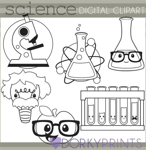 Science Black Line School Clipart