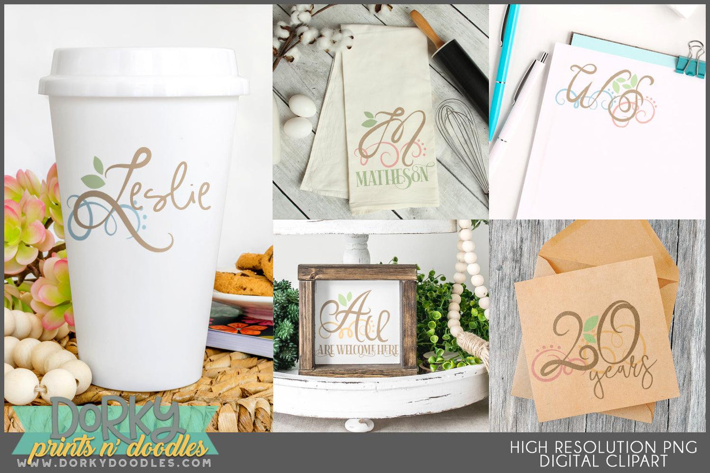 Script and Swirls Alphabet Clipart