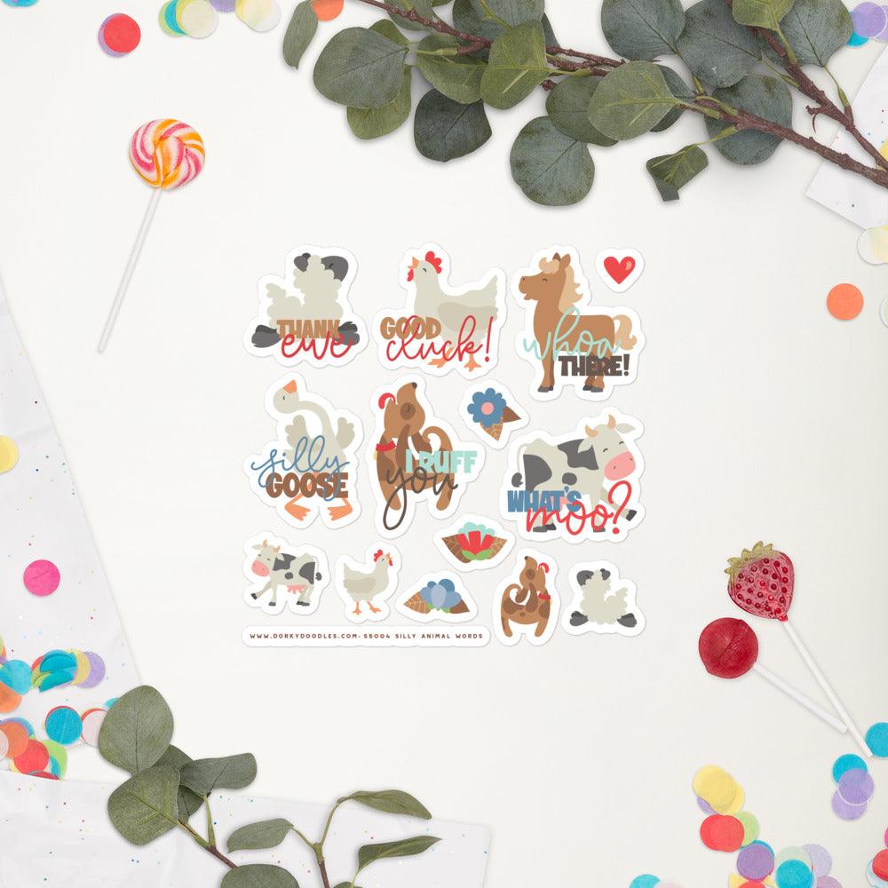 Silly Animal Words Sticker Sheet