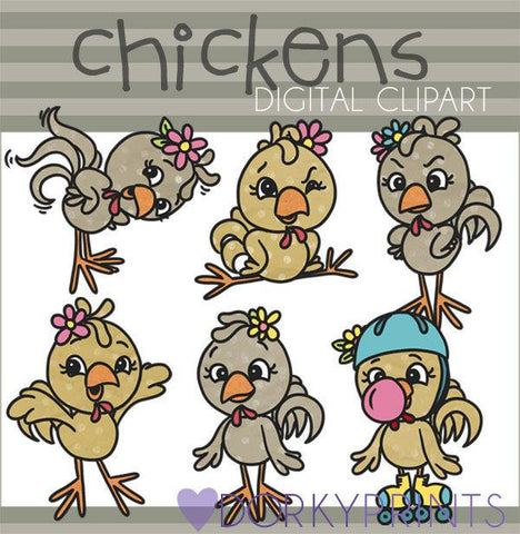 Silly Chickens Animals Clipart