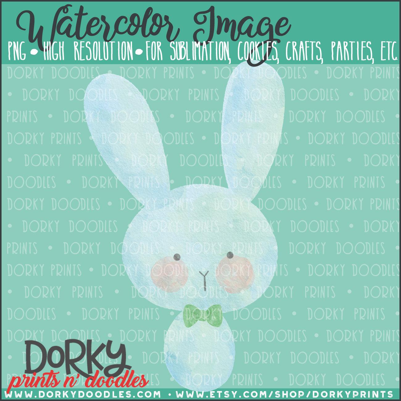 Simple Blue Bunny Watercolor PNG