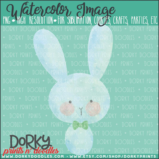 Simple Blue Bunny Watercolor PNG