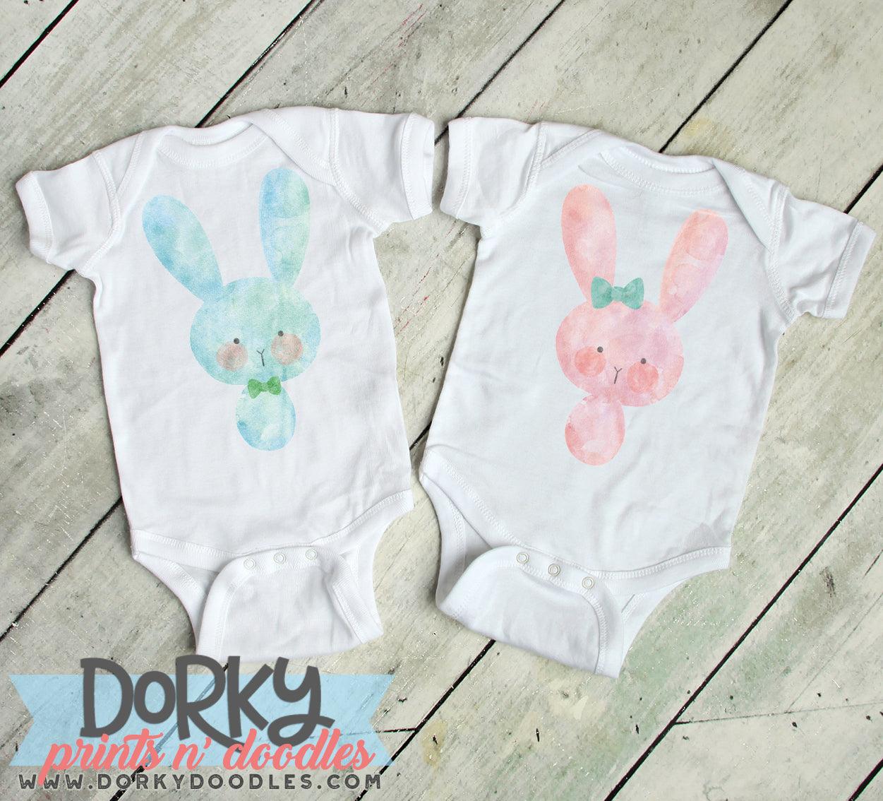 Simple Blue Bunny Watercolor PNG