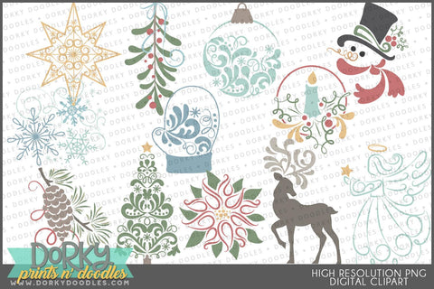 Simple Elegant Christmas Clipart - Dorky Doodles