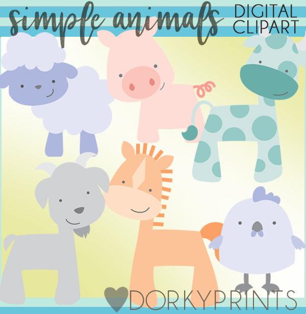 Simple Farm Animals Clipart