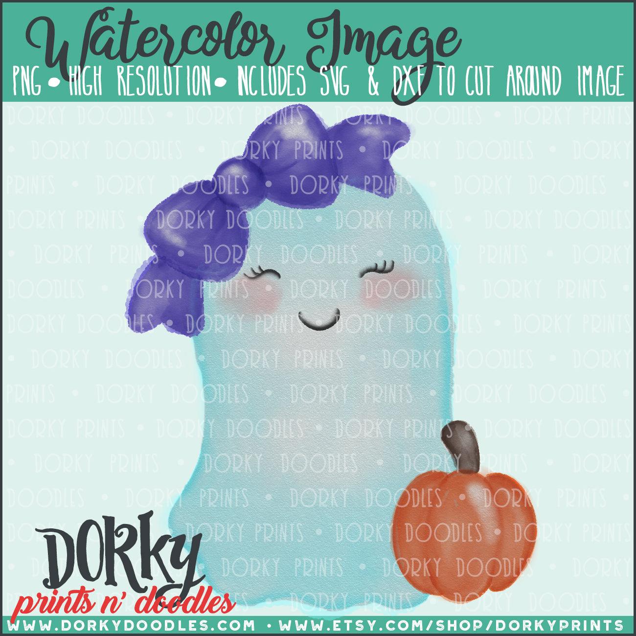 Simple Girl Ghost Watercolor PNG