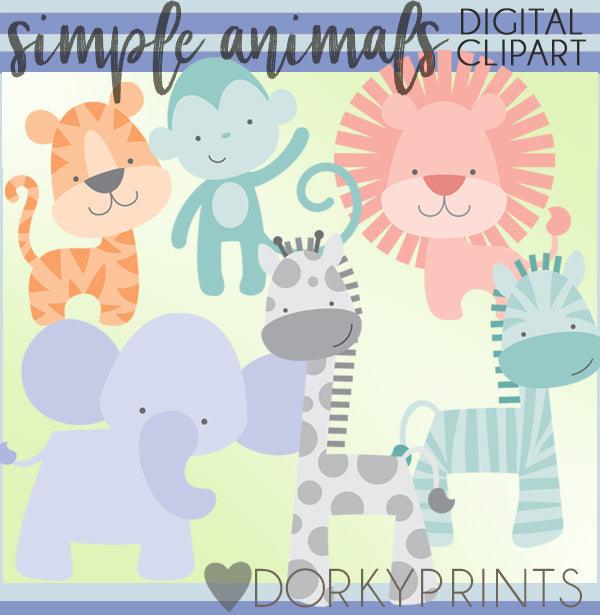 Simple Jungle Animals Clipart
