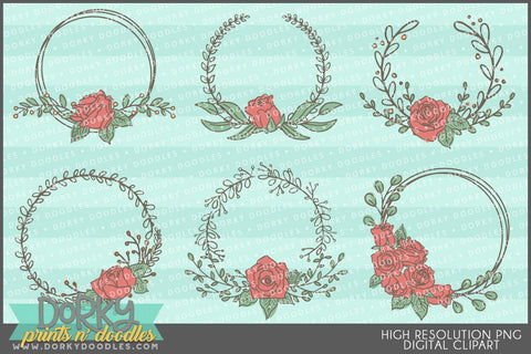 Simple Rose Wreaths Spring Clipart