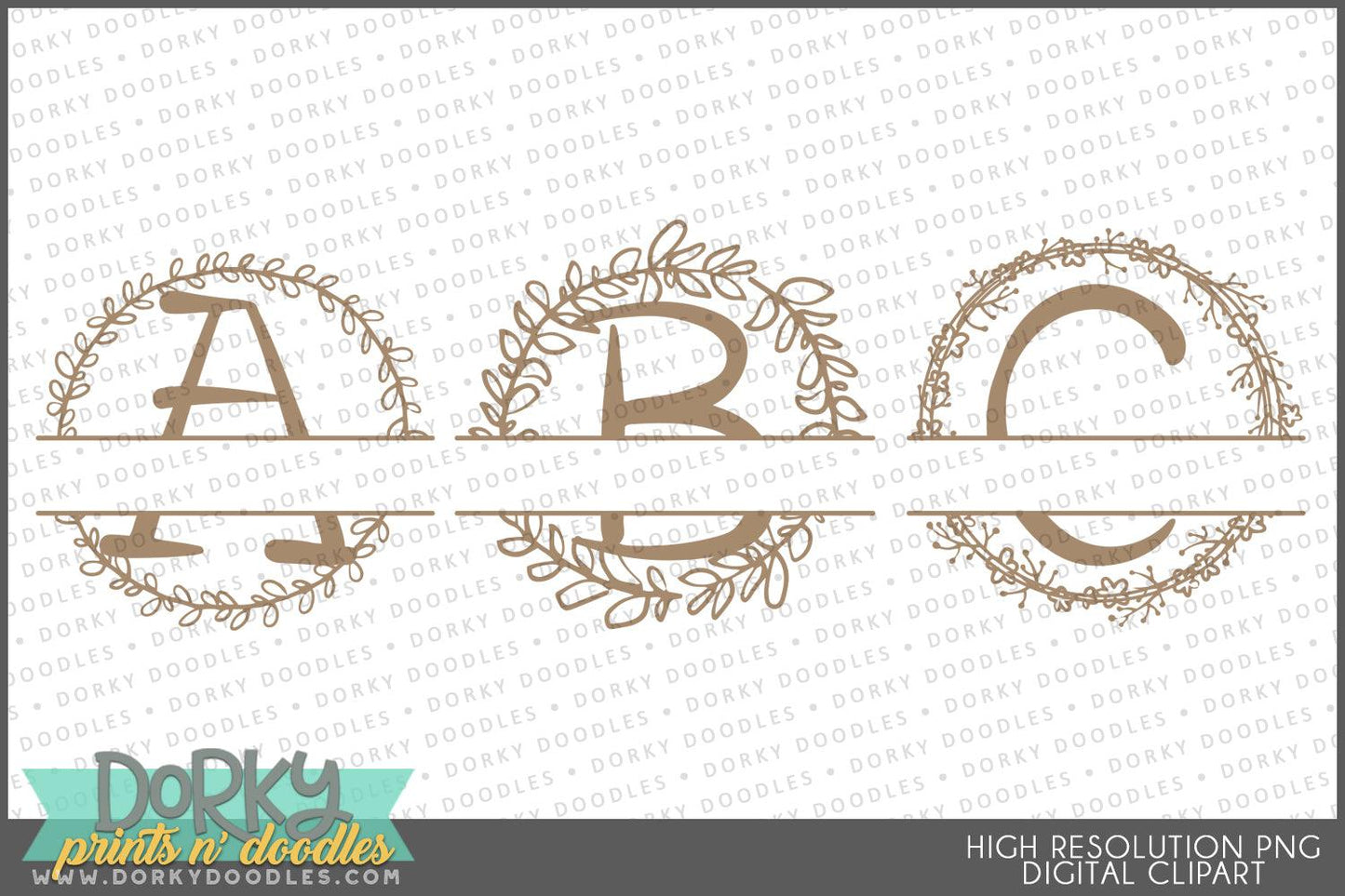 Simple Split Wreath Alphabet Clipart