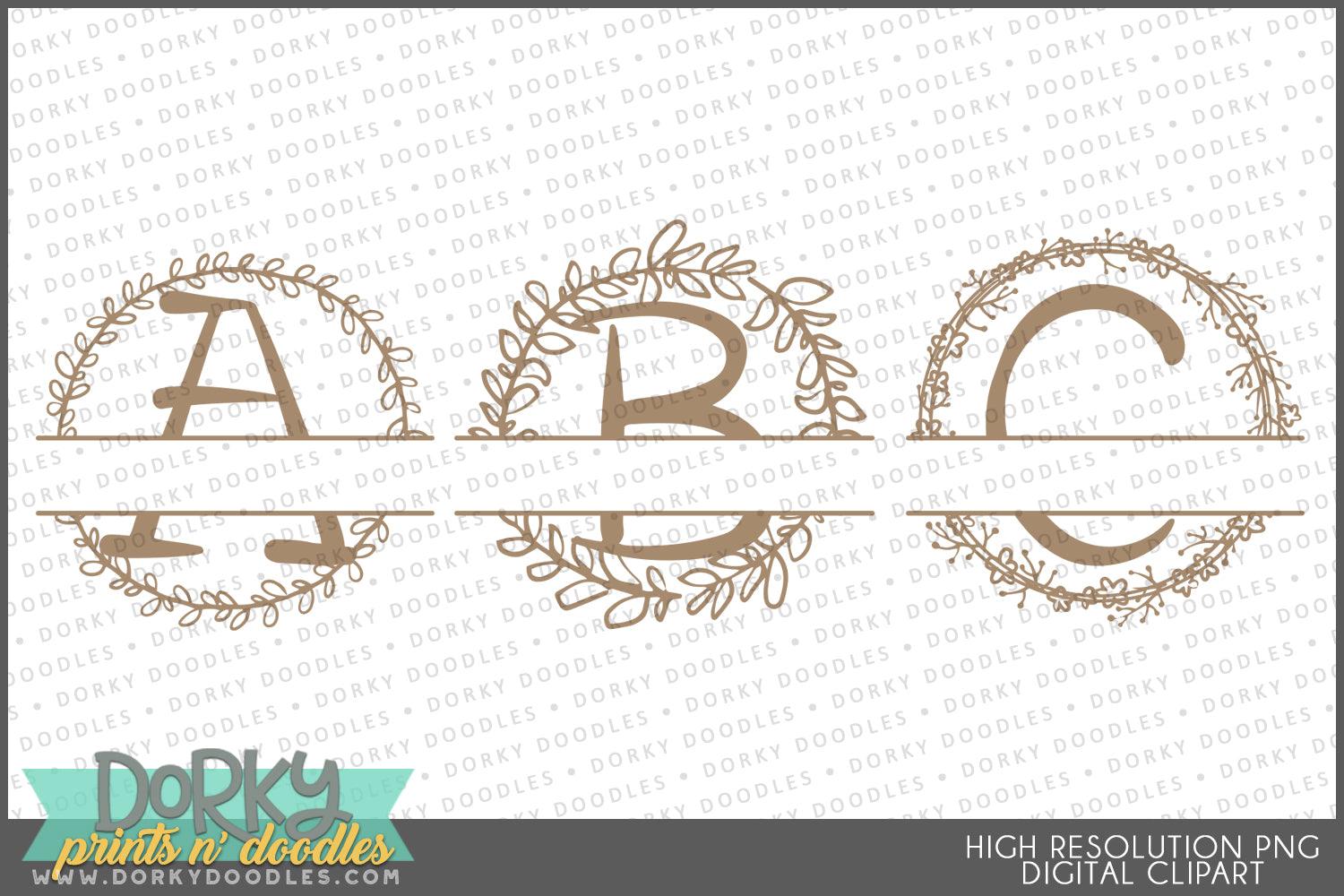 Simple Split Wreath Alphabet Clipart