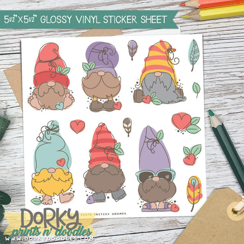 Sketchy Gnome Sticker Sheet