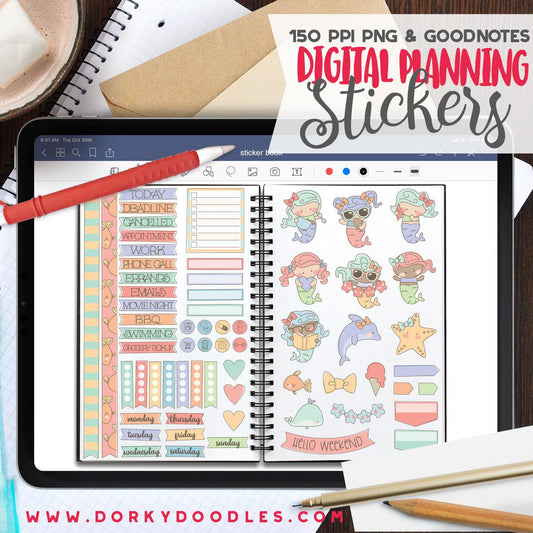 Sketchy Mermaids Digital Planner Stickers
