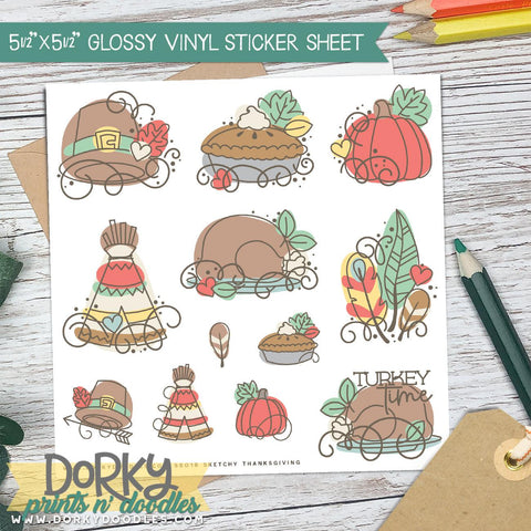 Sketchy Thanksgiving Sticker Sheet