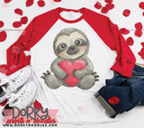 Sloth Valentine's Day Watercolor PNG