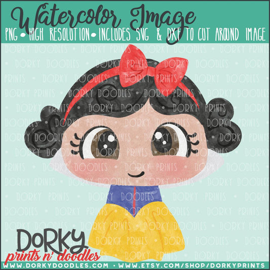 Snow White Princess Watercolor PNG