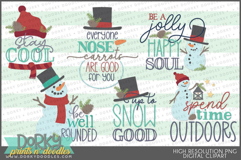 Snowman Sayings Christmas Clipart - Dorky Doodles