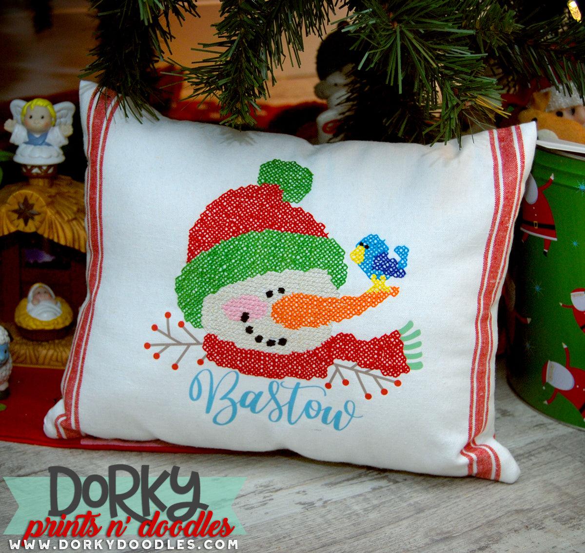 Snowman Topper Cross Stitch Heat Transfer Design