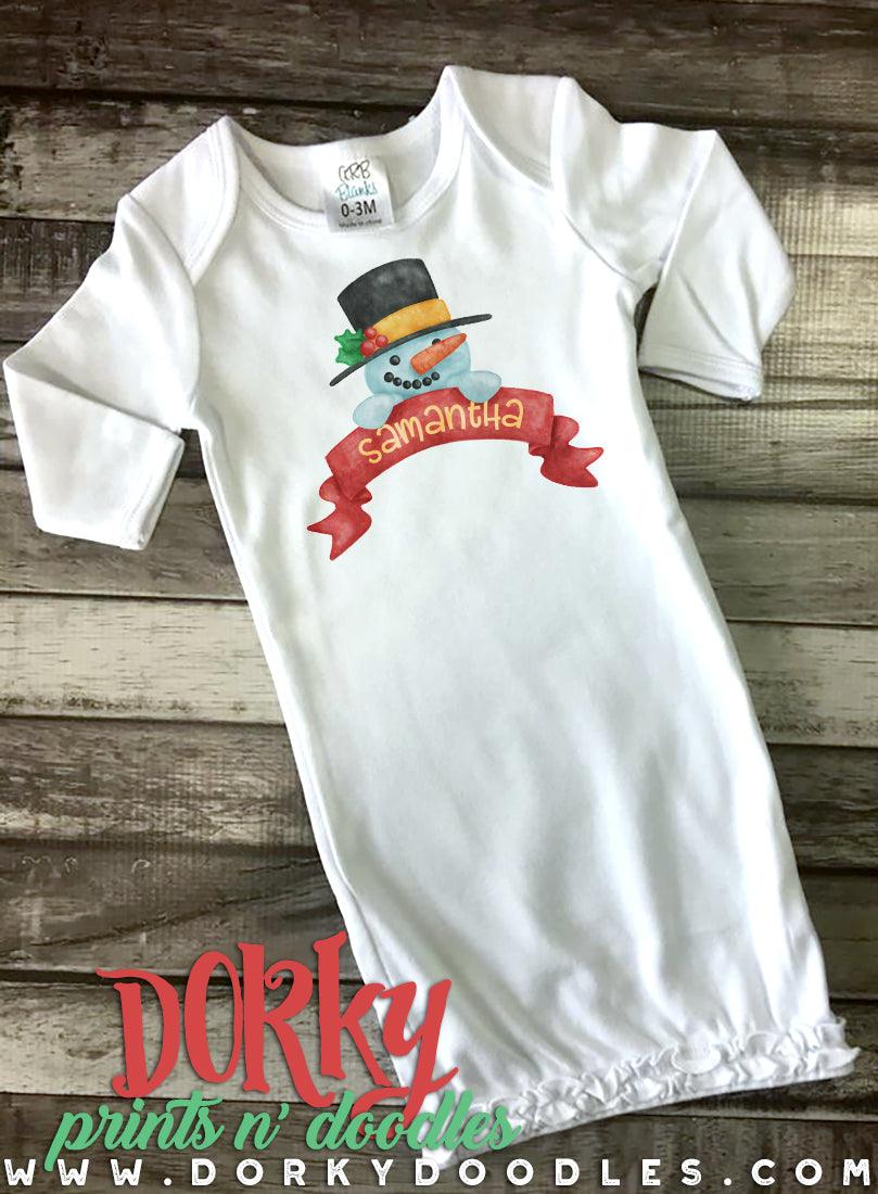 Snowman with Banner Watercolor PNG