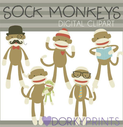 Sock Monkey Animals Clipart