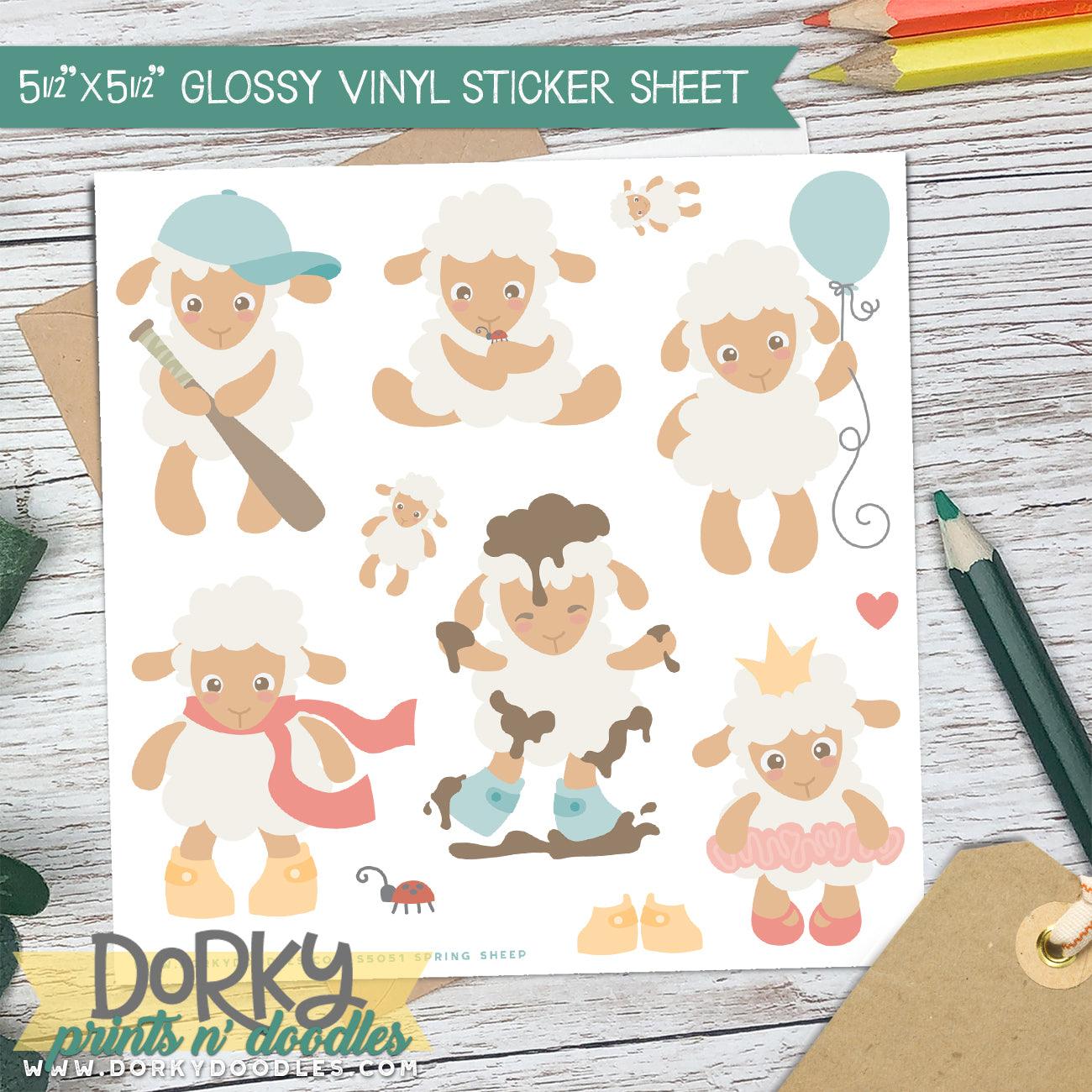 Spring Sheep Stickers Sheet