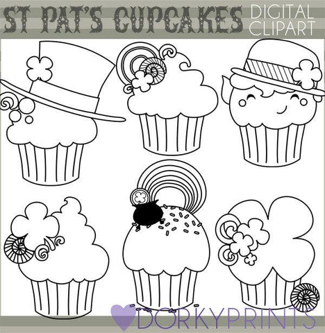 St Patrick's Cupcakes Holiday Clipart