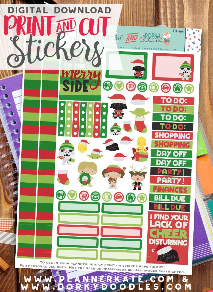 Star Hero Christmas Print and Cut Planner Stickers
