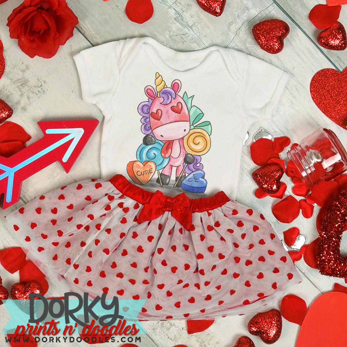 Sweet Unicorn Valentine's Day Watercolor PNG