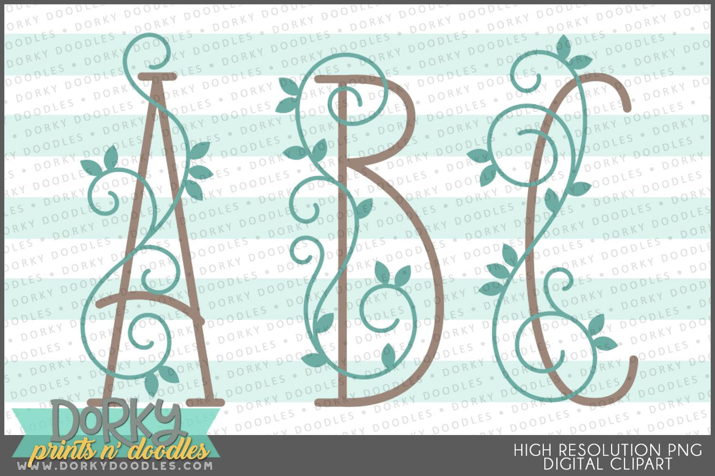 Swirled Vine Alphabet Clipart - Dorky Doodles