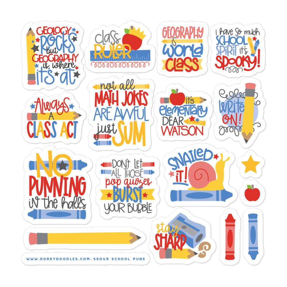 Teaching and School Puns Stickers Sheet