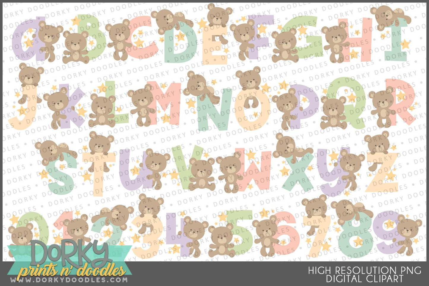 Teddy Bear Alphabet Clipart - Dorky Doodles