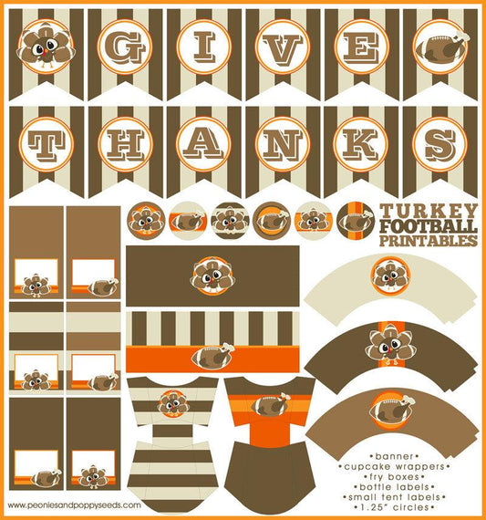 Thanksgiving Football Turkeys Holiday Printables