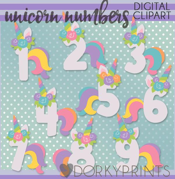 Unicorn Number Symbols Clipart