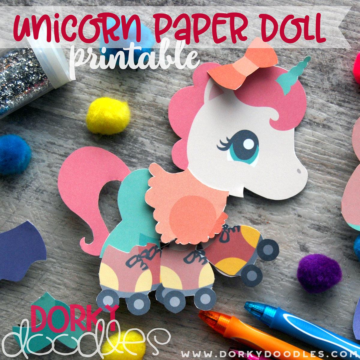 Unicorn Paper Doll Fun Learning Printables – Dorky Doodles