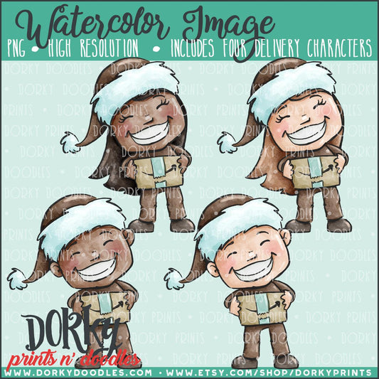 UPS Delivery People Watercolor PNG