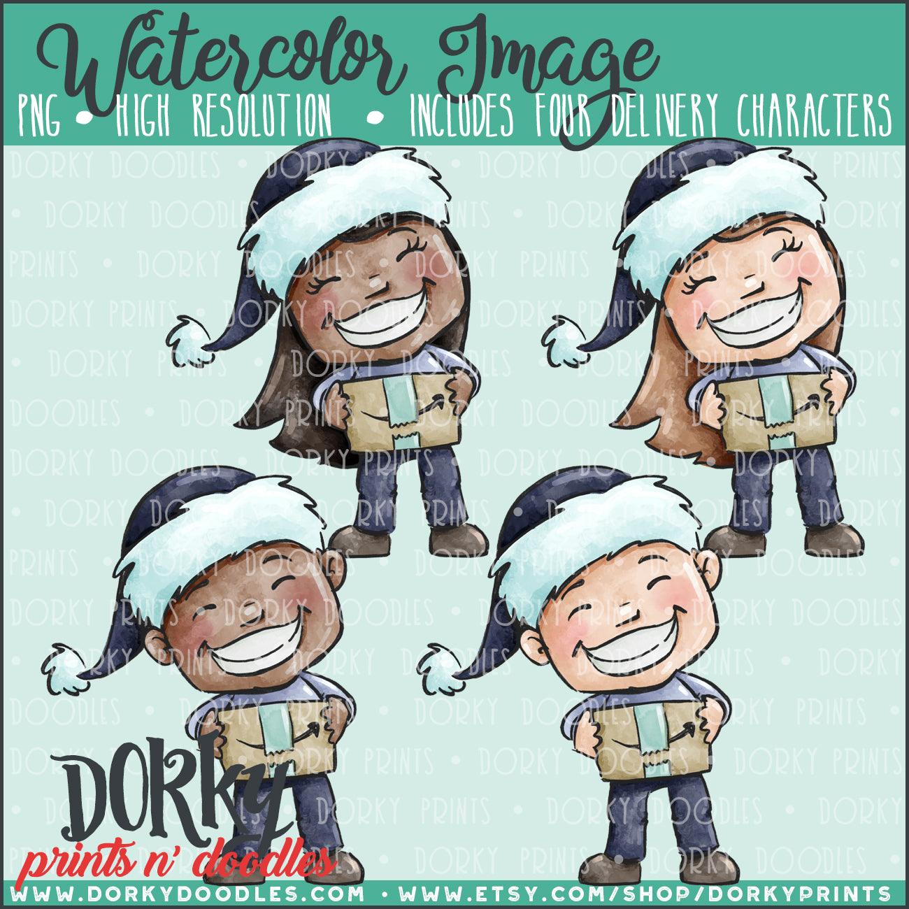 USPS Delivery People Watercolor PNG