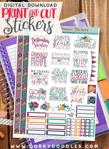 Vacay Mode Print and Cut Planner Stickers