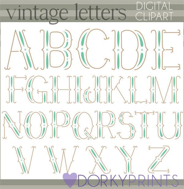 Vintage Alphabet Clipart