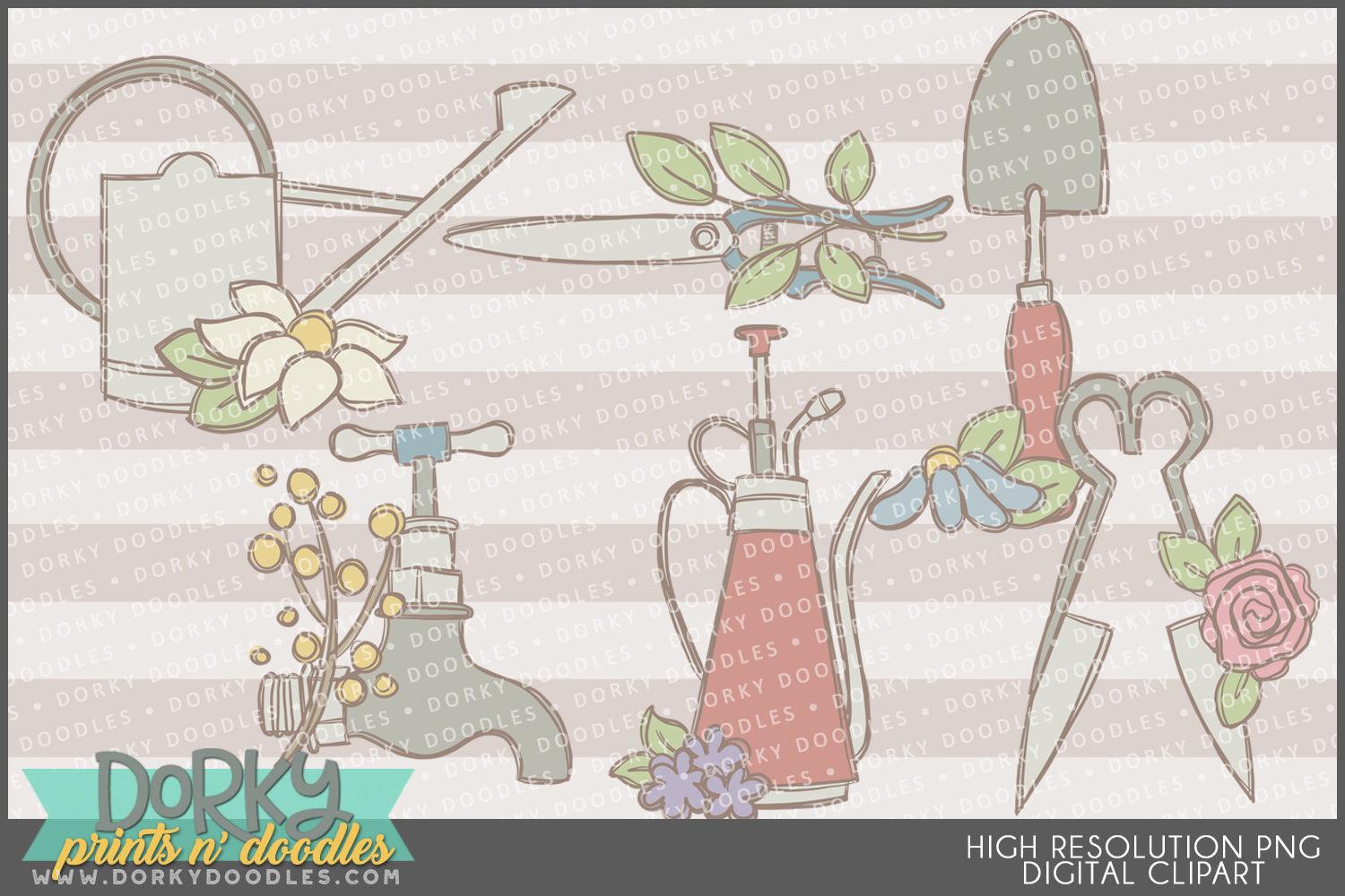 Vintage Garden Tools Spring Clipart