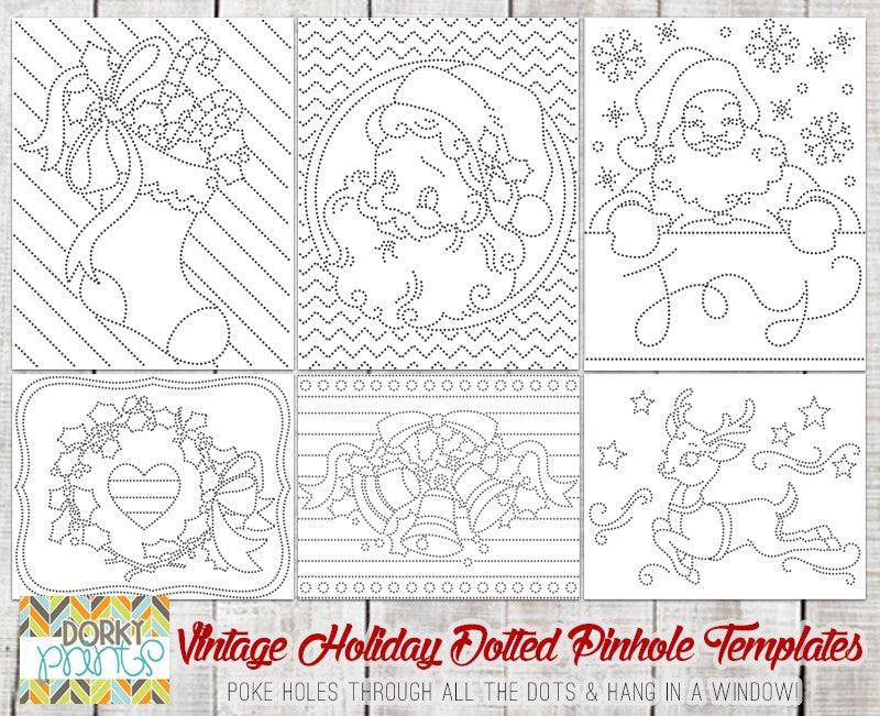 Vintage Holiday Pin Hole Art Templates - Fun Learning Printables