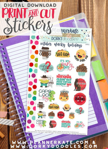 Wacky October Print and Cut Planner Stickers