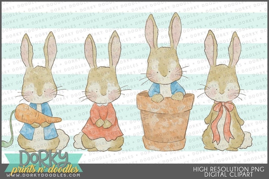 Watercolor Bunny Spring Clipart - Dorky Doodles